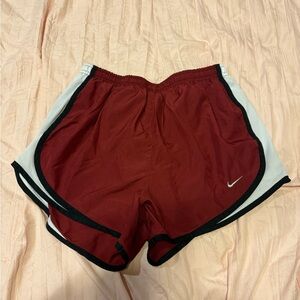Nike Women's Maroon Athletic Shorts with White Side Panels